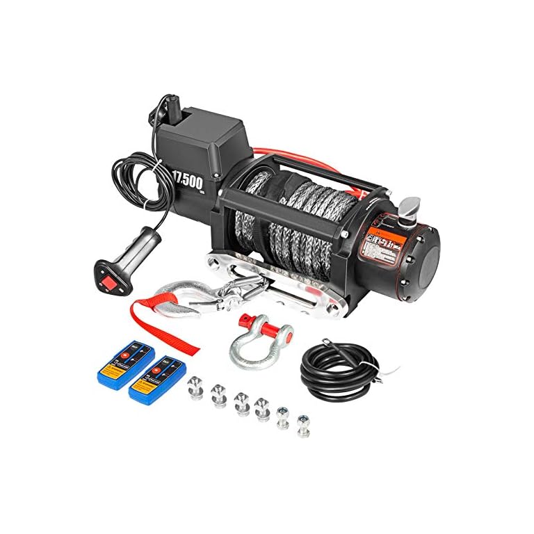 VEVOR Electric Winch, 17500 lbs Capacity, 85 ft/26 m Synthetic Rope