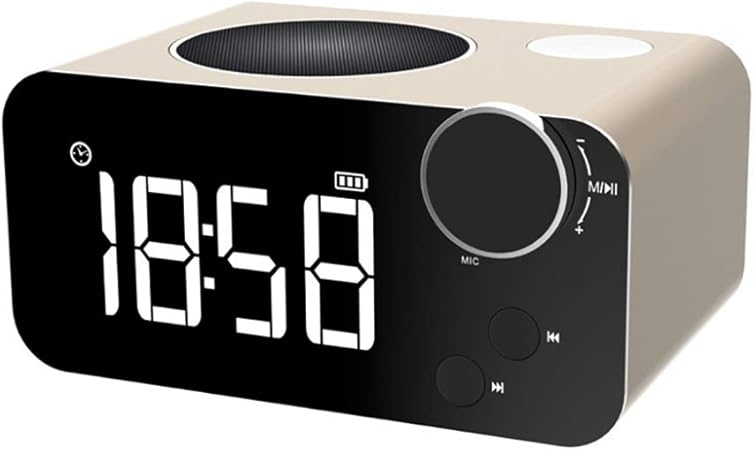 Amazon クロック形状のbluetoothスピーカー 目覚まし時計 Fmラジオ Auxインターフェース Tfカードスロット 時計表示 00mahを備えたワイヤレス屋内ステレオスピーカー 金 Raplanc ポータブルラジオ