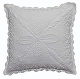 Creative Linens Cotton Crochet Lace Pillow Cushion Cover 16x16 White