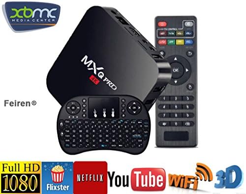 Feiren Android Smrat TV BOX Kodi fully loaded XBMC Amlogic S905 Quad Core 1GB / 8GB Wifi LAN 4k tv player ( MXQ Pro Streaming Media Player with Wireless keyboard a perfect match )