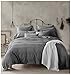 Doffapd Duvet Cover Queen, Washed Cotton Duvet Cover Set - 3 Piece (Queen, Dark Gray)