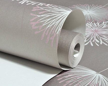 Yuela Warme Schone Rosa Pastoralen Grossen Blume Vliestapeten Wohnzimmer Schlafzimmer Tapete Lila Grau Amazon De Baumarkt