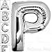 AFTERLOON® 40 Inch Giant Jumbo Helium Foil Mylar Alphabet Balloons for Graduation Anniversary Celebration Bridal Shower Wedding Birthday Party Decorations, Premium Quality, Glossy Silver Letter P