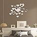 HOODDEAL Acrylic Heart-Shaped Mirror Wall Stickers Plastic Removable Heart Art Decor Wall Poster Living Room Home Decoration,Multi-Size (15PCS, Silver)