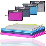 Microfiber Travel Towel by DANISH ENDURANCE, Ultra Compact, Lightweight, Absorbent and Fast Drying Towels, Ideal for Travel, Camping, Backpacking, Sports, Fitness, Exercise, Yoga, 3 or 1 Pack
