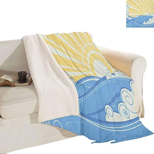 Amazon Com Retro Blanket Vintage Swirling Ocean Waves