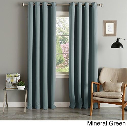 Aurora Home Silvertone Grommet Top Thermal Insulated Blackout Curtain Panel Pair Green 52 x 108 108 Inches