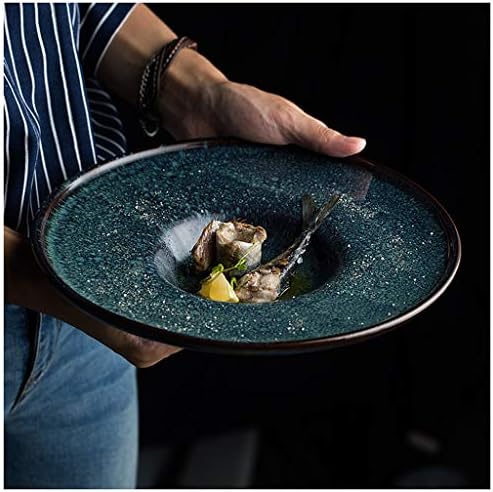 xiuxiu Ceramics Western Food Pasta Fashion Plate Round Dessert Personality Plate European Style Creative Household Peacock Pattern UFO Plate Straw Hat Plate