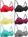 Enimay Women's 6 Pack Padded Bra Sexy Push Up Flowers Removable Adjustable Strap 6 Pack: Classy B-34