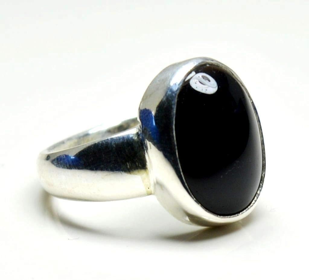 Gemsonclick Natural Black Onyx Silver Ring 6 Carat Astrological Chakra Healing Size H I K L M O S U V Y Z Amazon Co Uk Jewellery
