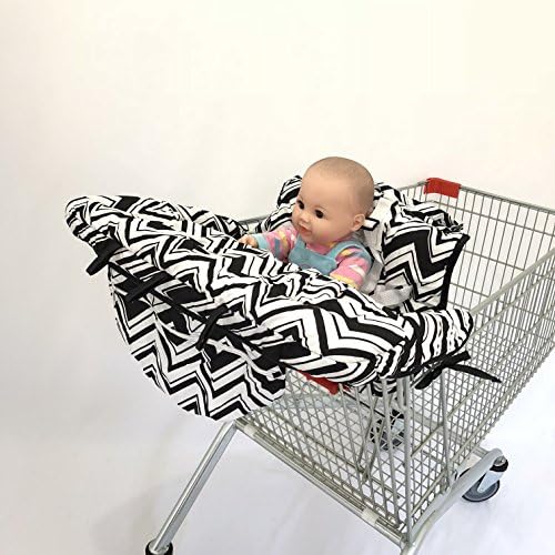 2-in-1 Baby Shopping Grocery Cart/High Chair Cover, Multifunctional, Coverts to Tote, Protecting Baby From Germ,Hides dirt (Chevron)