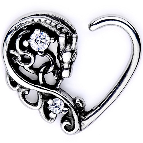 Body Candy Body Piercing Jewelry Stainless Steel 16G Right Closure Daith Cartilage Dragon Heart Tragus Earring - Thumbnail 2