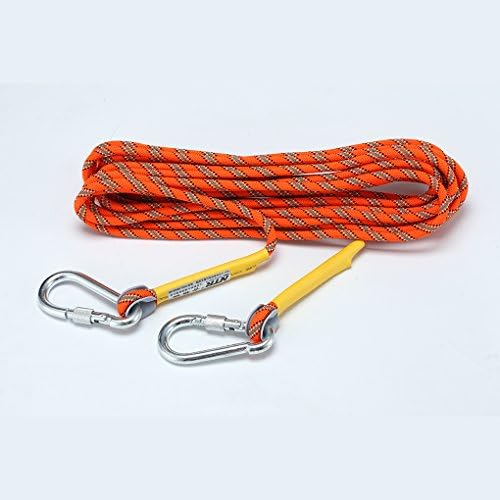 MUMAI Outdoor Climbing Rope with Hook,10M(32ft),20(64ft),30M(98ft),50M(164ft),Downhill Climbing Equipment,Rock Climbing Rope,Life-saving Rope,Fire-survival Rope,Rescue Equipment,Orange (50)