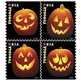 Jack o Lanterns USPS Forever First Class Postage Stamp U.S. Halloween Autumn Sheets ( 20 Pumpkin Stamps) (Book of 20)