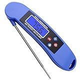 Samshow Digital Cooking Thermometer, Instant Read, Voice Function LED Screen, Backlight, Kitchen Thermometer, Food Grade Stainless Steel Probe for Kitchen Grilling Food Milk Candy and Bath Water(Blue)