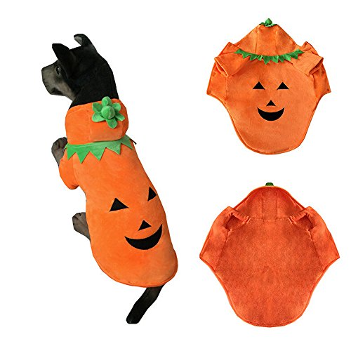 She-love Large Size Pumpkin Dog Pooch Halloween Costume Clothes, Pet Suit for Autumn Winter