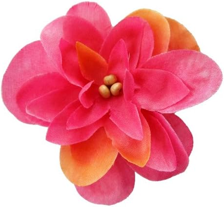 Cuteque International Inc 6 pieces of 2-1/2 inch soft silk dehlia, 3 natural wood beads sewn in center, color passion fruit.