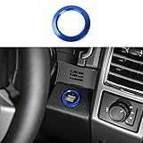 Voodonala Blue Engine Start Stop Button Center Console Switch Cover Trim for Ford F150 2015 2016 2017 2018