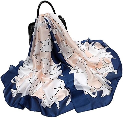 Silk Like Scarf Large Satin Headscarf Fashion Pattern Wrap Neck Scarves for Women