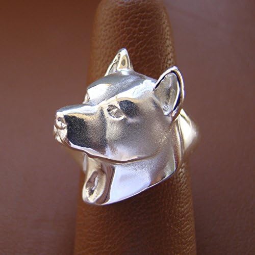 Sterling Silver Am Staff / Pit Bull Terrier Head Study Ring