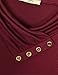 Miusey Womens Tunic Shirts,Long Sleeve Cowl Neck Flared Vintage A Line Loose Fit Shirt Casual Top Wine Red X-Large