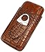AMANCY Classical Brown Crocodile Pattern Leather Cigar Holder Case with 2 Triple Jet Cigar Lighter and Cutter,Great Cigar Gift Kit for Men