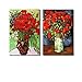 wall26 Famous Oil Painting Reproduction/Replica Set of 2 - Vase with Red Poppies & Daisies by Van Gogh Canvas Prints Wall Art/Ready to Hang Wrapped Canvas - 16