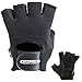 Contraband Black Label 5050 Men's Basic Leather Fingerless Weight Lifting Gloves - Durable Light - Medium Padded - Perfect Classic Lifting Gloves (Pair) (Black, Large)