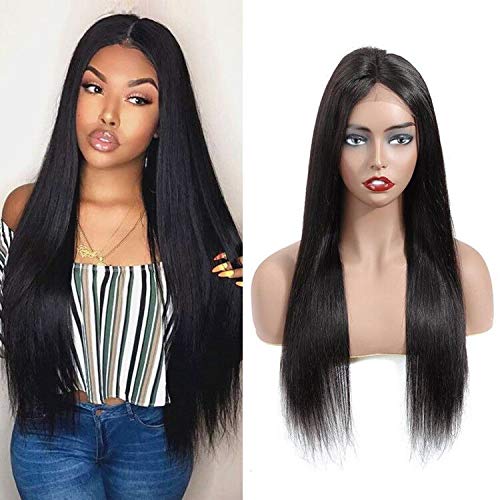 Panse Hair 4x4 Lace Closure Human Hair Wigs for Women Peruvian Straight Hair Wigs with Baby Hair Glueless Pre Plucked Hairline Lace Wigs (Natural Color 10 Inch)