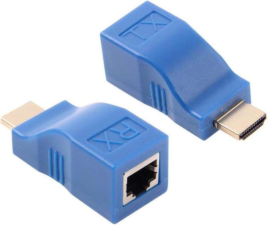 HDMI to Cat5e / Cat6 Adapter =Dohmo= HD Video Over Single Network Cable up to 30m (Cat5 & Port RJ45) - 1080p - 2pcs (Transmitter + Receiver) …