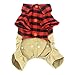 SMALLLEE_LUCKY_STORE Pet Clothes for Small Dog Cat Red Plaid Shirts Sweater with Khaki Overalls Pants Jumpsuit Outfits S