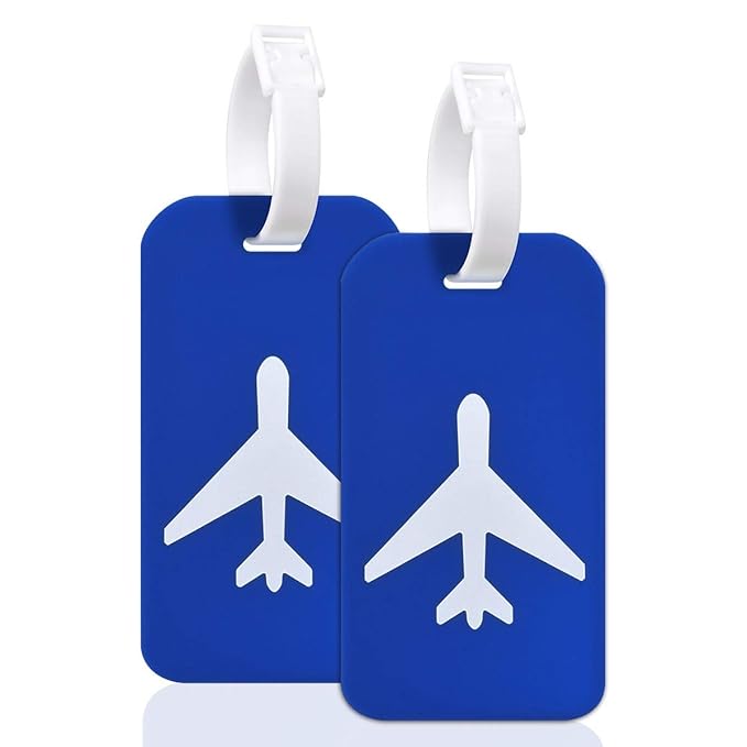 Buy Large Silicon Luggage Tags with Name ID Cards for Luggage Baggage Travel Identifier by