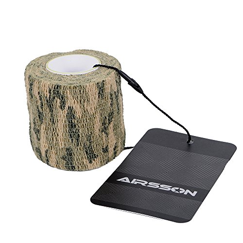 AIRSSON 5 Roll Camouflage Tape Cling Scope Wrap Military Camo Stretch Bandage for Gun Rifle