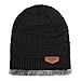 JustOneStyle Men Soft Stretch Cable Knit Lined Thick Warm Winter Wool Slouchy Beanies Hat (E-Black)