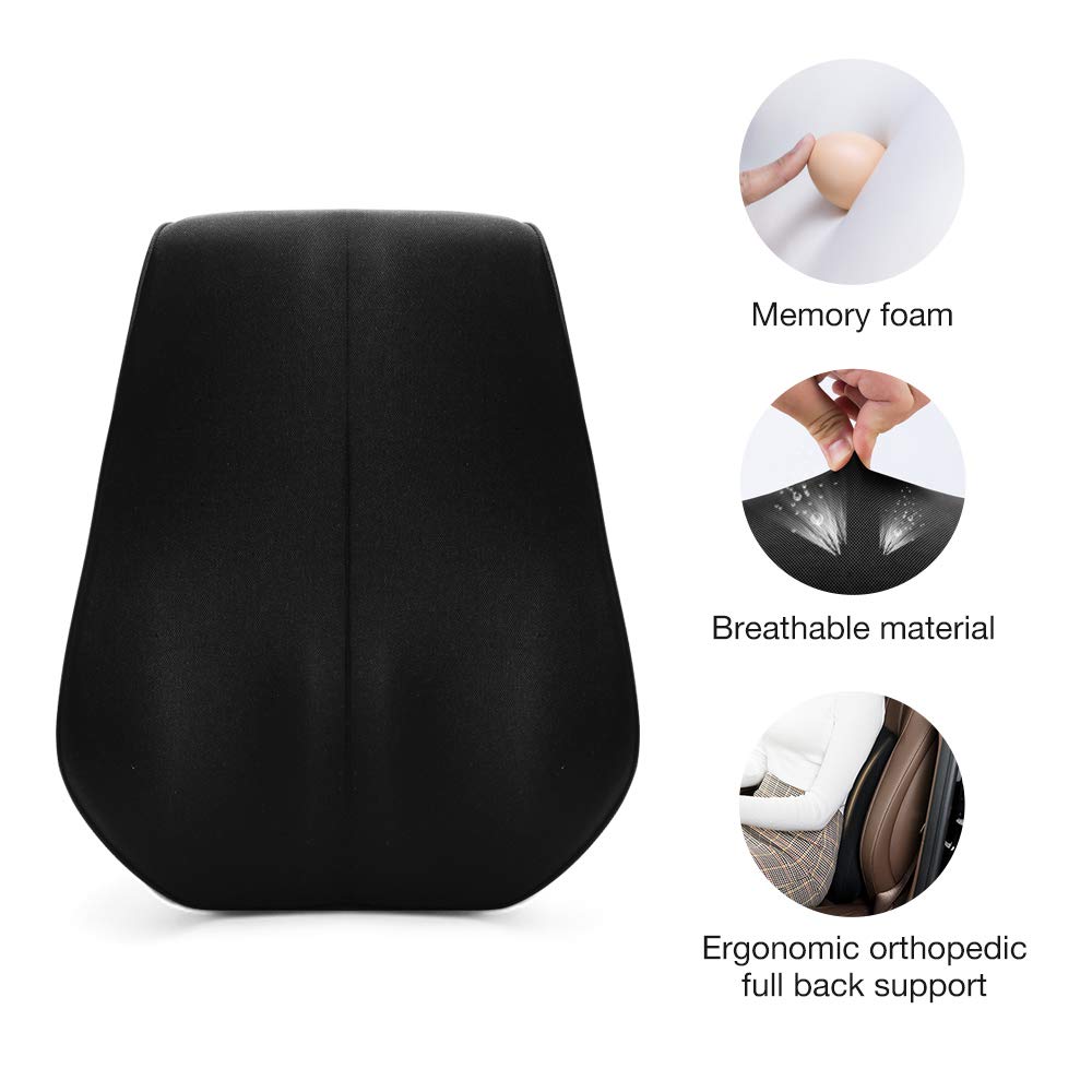 QUEES Memory Foam Lumbar Support Pillow Breathable Mesh Back Cushion with Ergonomic Designed for Low Back Pain Relief Orthopedic Backrest for Car Seat Office Chair Wheelchair and Recliner