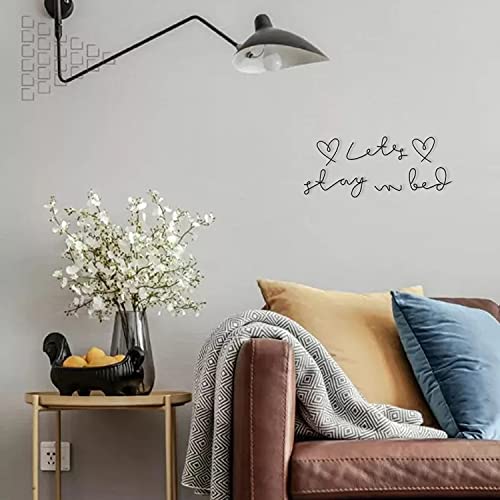 HIMIFOLO Metal Bedroom Wall Decor Above Bed Words Lets Stay in Bed Sign