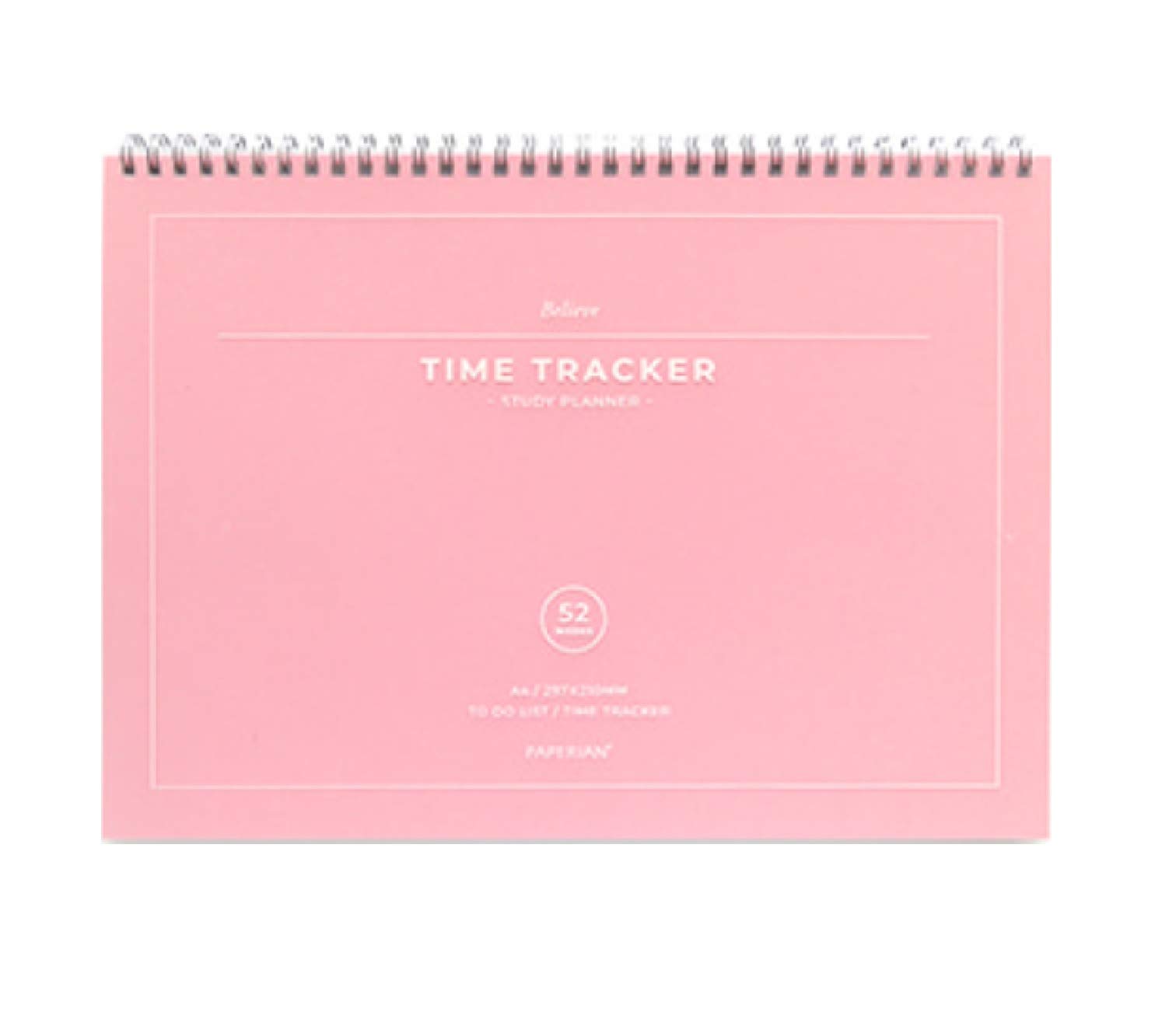 PAPERIAN Believe TIME Tracker - A4 Size Wirebound Undated Study Planner/to do List/Scheduler (Pink)