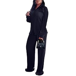 kaimimei Women 2Pcs Casual Outfits Set Button Down