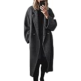 chouyatou Women's Winter Double Breasted Wool Coat Long Sleeve Notch Lapel Long Trench Coat