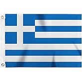 Flagolden Greece Flag 12x18 inches for Boat, Vivid Color Small Greek Flags with 2 Brass Grommets Nautical Outdoor