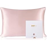 ZIMASILK 100% Pure Mulberry Silk Pillowcase for Hair and Skin Health,Soft and Smooth,Both Sides Premium Grade 6A Silk,600 Thread Count,with Hidden Zipper,1pc (Queen 20''x30'',Pale Pink)