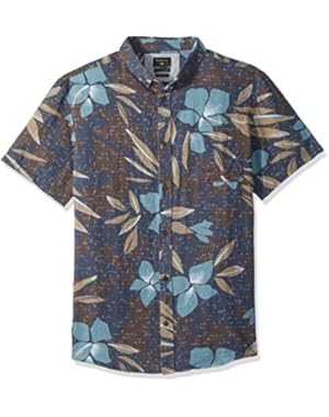 Men's Short Sleeve Linen Print Shirt