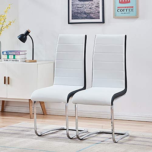 Modern Dining Chairs with Chrome Loop Legs Design, Comfortable Kitchen
