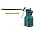 USUNRISE Oil Can Pump Oiler Can-8oz. Green Metal Can Bottle with Flexible and Straight Spout