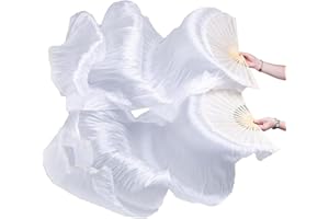 TMZAQH Artificial Silk Belly Dance Bamboo Fans Veils Colors1 Pair 180 * 90cm (Left+Right)