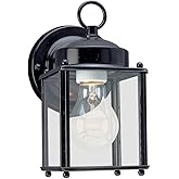 Sea Gull Lighting 8592-12 New Castle One-Light Outdoor Wall Lantern with Clear Glass Panels, Black Finish