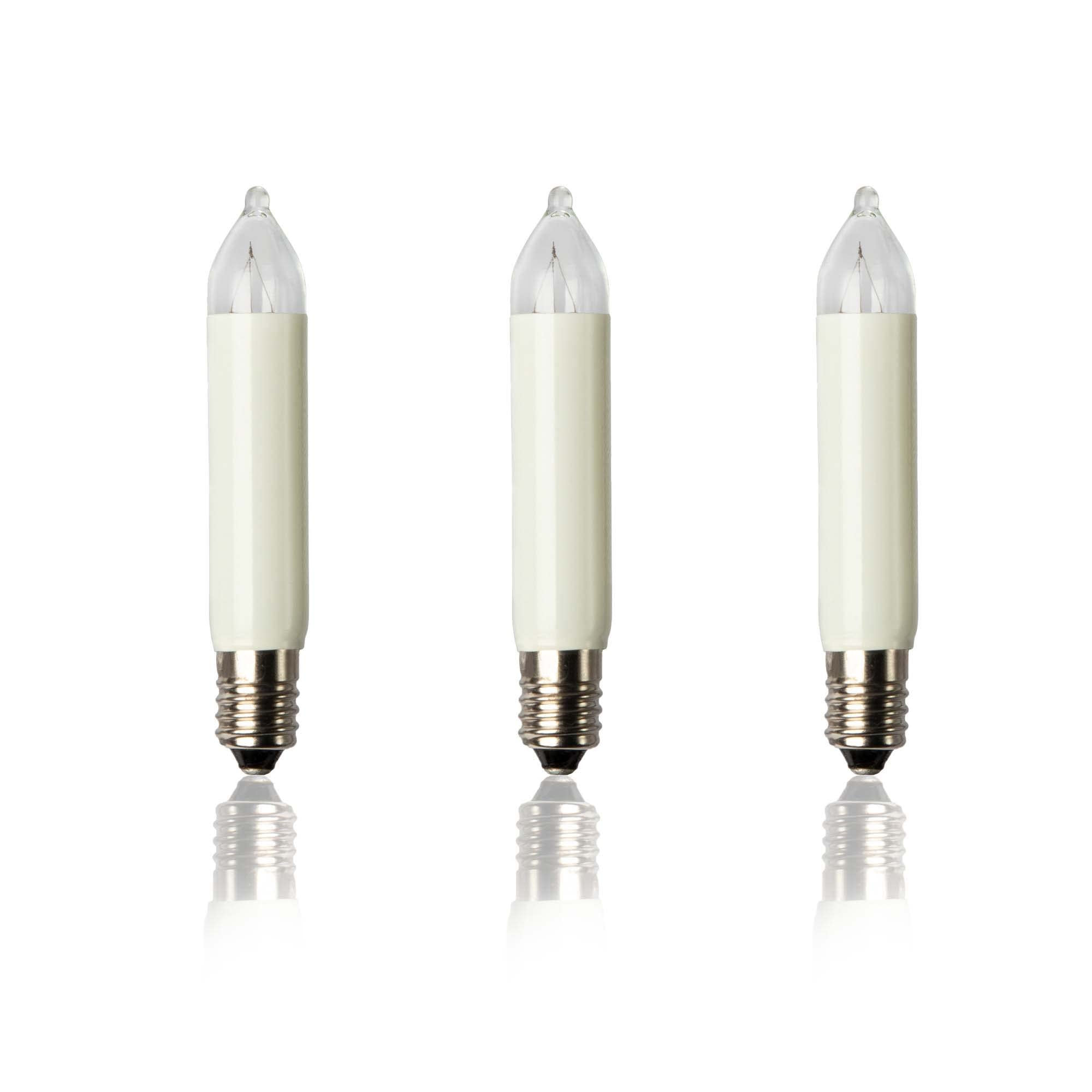 Hellum 938036 Replacement Small Shaft Candle for Fairy Lights with 10 Burners / Indoor and Outdoor Lighting / Warm White / Ivory / E10 Socket / 23 V / 3 W / Pack of 3 — image 1