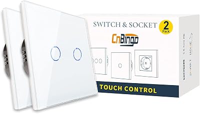 CNBINGO 2-Way Touch Light Switch 2-Gang Glass Panel LED Backlight 240V