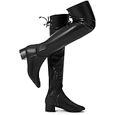 Greatonu Women's Over Knee High Boots Warm Winter Long Boot with Side Zipper Back Lace Fashion Thigh High Boots