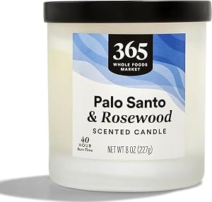 365 by Whole Foods Market, Scented Candle, Palo Santo & Rosewood, 40 Hour Burn Time, 8 Ounce